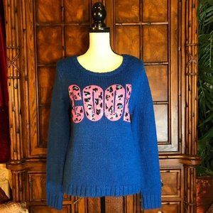 Justice Blue Sparkle Sequin Leopard COOL Sweater